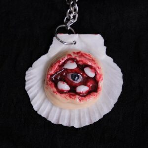 Handmade Devil Eye Shell Pendant Necklace: Creepy Gothic Jewelry
