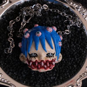 Handmade Gothic Doll Head Necklace | Creepy Kawaii Pendant