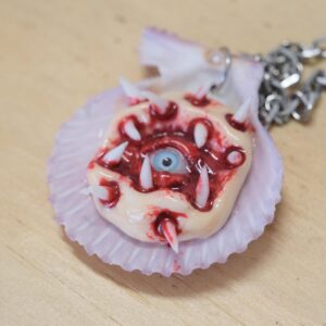 Creepy Eyeball Pendant Necklace: Handmade Clay & Shell Teeth Gothic Jewelry