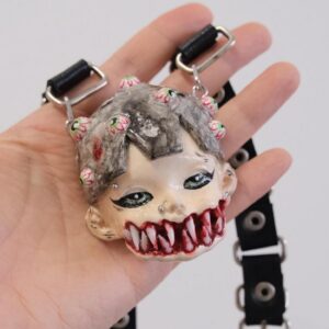 Handmade Creepy Doll Head Choker: Gothic Alt Fashion Necklace