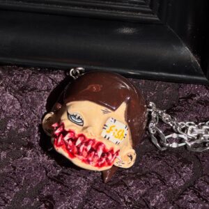 Handmade Gothic Doll Head Necklace Pendant | Handmade Dark Aesthetic Jewelry | Creepy Cute Gift for Halloween & Goth Style｜One-of-a-Kind