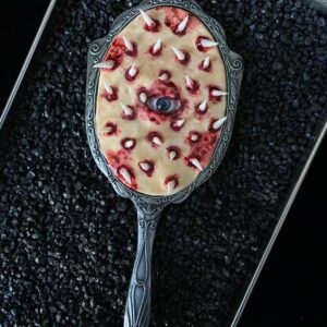 Handmade Creepy Clay Art Mirror: Gothic Horror Vanity Decor