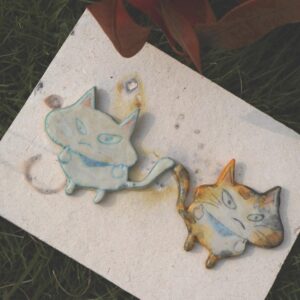 Handmade Grumpy Cat Brooch: Funny Middle Finger Clay Pin, Cat Lover Gift