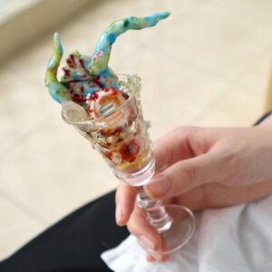 Grotesque Eyeball Cthulhu Champagne Glass – Dark Horror Polymer Clay Art