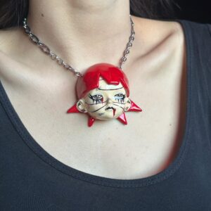 Handmade Gothic Doll Head Choker Necklace | Handmade OOAK Creepy Cute Pendant | Goth Jewelry Horror Gift Halloween Oddity Gift